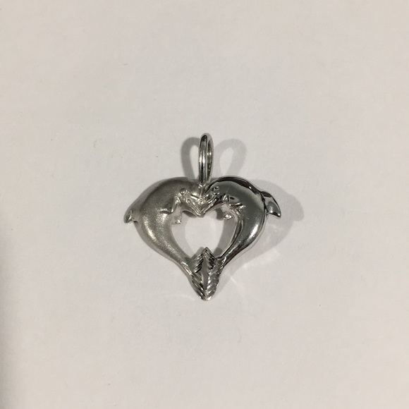 14k White Gold Heart ❤️ Shape Dolphin 🐬 Charm